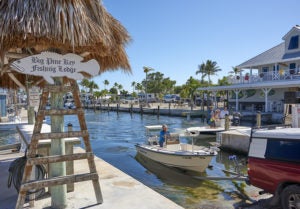 Boaters and anglers pull up to the dock at Big Pine Key Fishing Lodge
