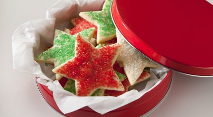 Holiday cookies in tin.