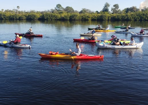 River Vista RV VIillage residents and guests kayak on the Little Manatee River